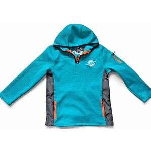 Miami Dolphins NFL Team Apparel Youth XL 18-20 Quarter Zip Hoodie Fleece Aqua